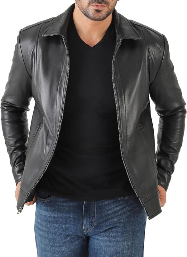 Jild Classic Shirt Collar Leather Jacket Men - John Wick Style Real Lambskin Mens Leather Jacket